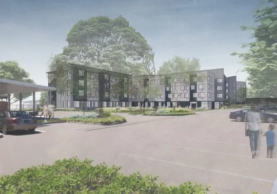 Street view of housing complex